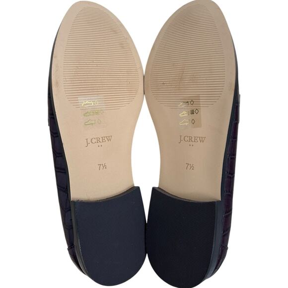 J. CREW Women's Classic Croc‎ embossed Loafers Burgundy Brown -Size 7.5 - Picture 5 of 5